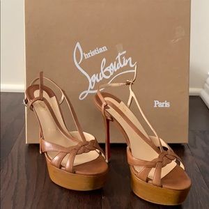 Christian louboutin brown sandal heels
